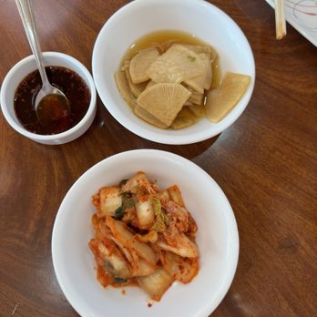 Myung In Dumplings - Sauce, kimchi, pickled radish (sweet) - Korean Near Me - Los Angeles, California Myung In Dumplings - Sauce, kimchi, pickled radish (sweet) - Korean Near Me - Los Angeles, California