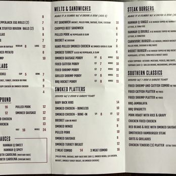 Hannah Q Smokehouse - Menu - inside pages. Current as of 11/22/2020. - Barbeque Near Me - Baton Rouge, Louisiana Hannah Q Smokehouse - Menu - inside pages. Current as of 11/22/2020. - Barbeque Near Me - Baton Rouge, Louisiana