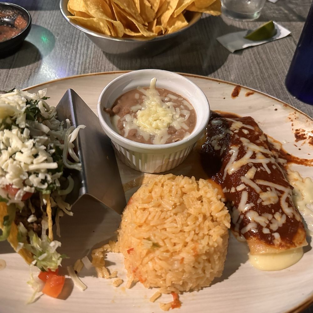 Cheese enchilada and Ground Beef Taco Cheese enchilada and Ground Beef Taco