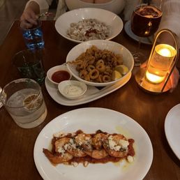 Ouzo Flamed Shrimp Three Shores Ravioli Calamari Ouzo Flamed Shrimp Three Shores Ravioli Calamari