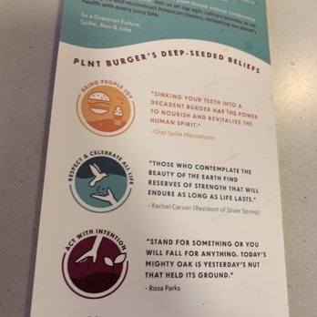 PLNT Burger - Menu as of January 2020 - Vegan Near Me - Silver Spring, Maryland