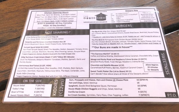 Menu photo 4 The Goods Shed Wodonga, VIC Menu photo 4 The Goods Shed Wodonga, VIC