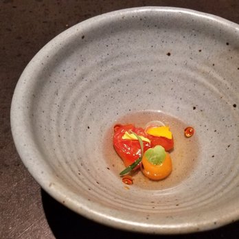 Nonesuch - Chilled ham broth and tomatoes.  Not a fave of mine... - New American Near Me - Oklahoma City, Oklahoma