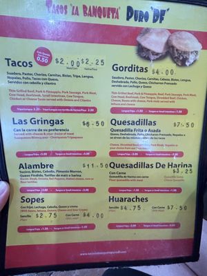 Menu photo 3 Tacos La Banqueta D F Mansfield, TX