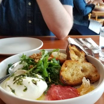 Capers + Olives - The fantastic burrata: rhubarb, honeycomb, arugula, spiced walnut, and bread for $13 (lunch). Perfect. - Italian Near Me - Everett, Washington