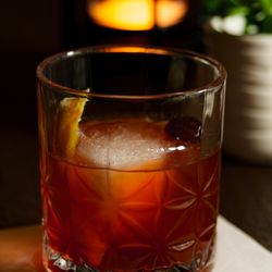 Valeria Old Fashioned cocktail. served in the Valeria Lounge