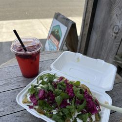 Country Squire kitchen - Everyday menu: chicken bowl Special: berry drink from their farm!