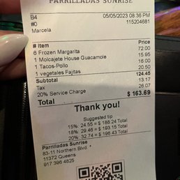 Outrageous!!!! 20% gratuity for two people sitting at the bar for less than two hours. Never again. Outrageous!!!! 20% gratuity for two people sitting at the bar for less than two hours. Never again.