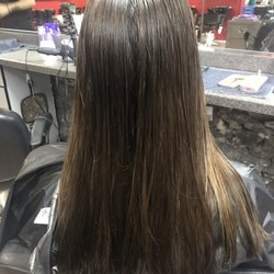 Cosmetology Careers Unlimited - My after pic= greasy from dye and blonde streak to the right