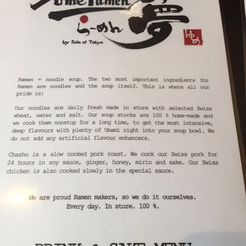 Yume Ramen - Menu introduction: they make their own ramen on-site... daily! - Ramen Near Me - Zürich, ZH