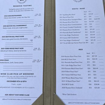 Balletto Vineyards - Menu - Wineries Near Me - Santa Rosa, California Balletto Vineyards - Menu - Wineries Near Me - Santa Rosa, California