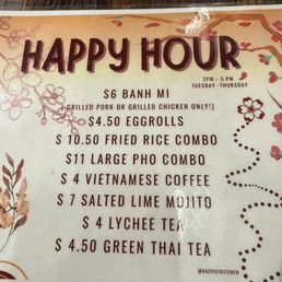 Happy hour menu