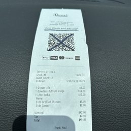 Proof of pricey meal for 2