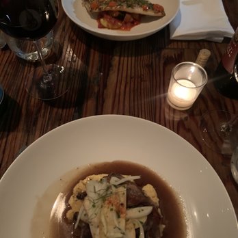 A Mano - Top: Pan Seared Branzino Bottom: Braised Pork Shank - Italian Near Me - Philadelphia, Pennsylvania A Mano - Top: Pan Seared Branzino Bottom: Braised Pork Shank - Italian Near Me - Philadelphia, Pennsylvania