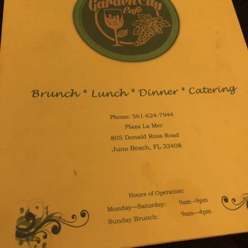 Garden City Cafe - Front of menu - American Near Me - Juno Beach, Florida
