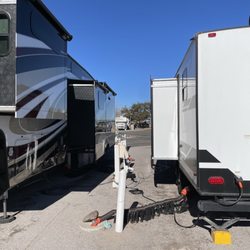 Hacienda RV Resort - This back-to-back set-up avoids the awkwardness of dumping your black tank while you're neighbor is eating breakfast 10 feet away from you.