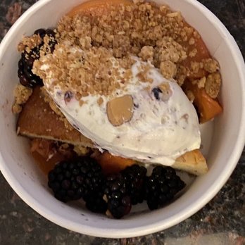 Routier - Roasted peach with almond cake and blackberry chantilly - French Near Me - San Francisco, California Routier - Roasted peach with almond cake and blackberry chantilly - French Near Me - San Francisco, California