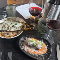 Arancini and truffle fries Arancini and truffle fries