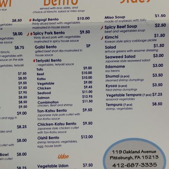 Oishii Bento - Menu right - Japanese Near Me - Pittsburgh, Pennsylvania