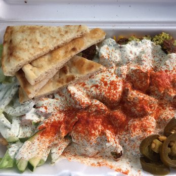 Gyro Express - Falafel Platter (Falafels, Seasoned Rice, Pita Bread, Salad, White Sauce, Spicy Seasoning) ($8). - Afghan Near Me - Trenton, New Jersey Gyro Express - Falafel Platter (Falafels, Seasoned Rice, Pita Bread, Salad, White Sauce, Spicy Seasoning) ($8). - Afghan Near Me - Trenton, New Jersey