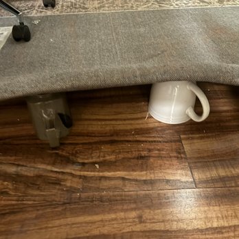 1M Restoration & Repair - Wet rug which they left on top of NOT WATERPROOF floor (I dried it some and set up on cups) - Damage Restoration Near Me - Oceanside, California 1M Restoration & Repair - Wet rug which they left on top of NOT WATERPROOF floor (I dried it some and set up on cups) - Damage Restoration Near Me - Oceanside, California