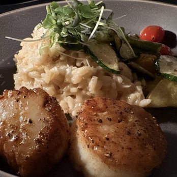 Savor By Crush - mushroom risotto with seared scallops and squash - Salad Near Me - Winchester, Virginia Savor By Crush - mushroom risotto with seared scallops and squash - Salad Near Me - Winchester, Virginia