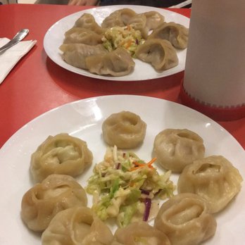Momo Masalas - Vegetable momo and beef momo in the back. The jar on the right corner is the hot sauce - Indian Near Me - Berkeley, California