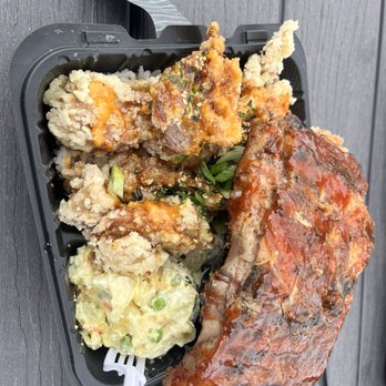 Kanaka Island Grill - Combo plate guava ribs and fried chicken - Food Trucks Near Me - Tigard, Oregon Kanaka Island Grill - Combo plate guava ribs and fried chicken - Food Trucks Near Me - Tigard, Oregon