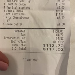 Overpriced and a credit card fee!  $12 for a  glass of house Chardonnay!