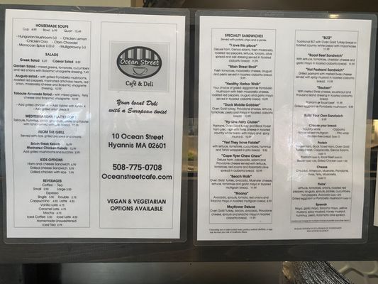 Menu photo 1 Ocean Street Cafe & Deli Hyannis, MA Menu photo 1 Ocean Street Cafe & Deli Hyannis, MA