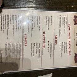 The Cow - Menu