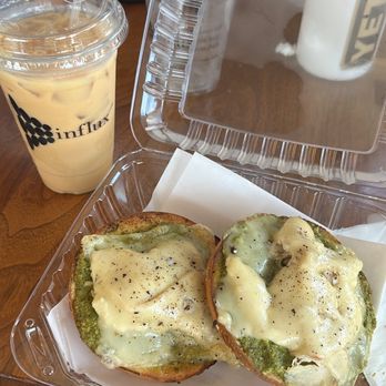 Influx Cafe - Pesto bagel. Chai latte - Coffee & Tea Near Me - San Diego, California Influx Cafe - Pesto bagel. Chai latte - Coffee & Tea Near Me - San Diego, California