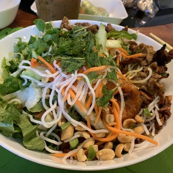 Simply Pho - Bun noodles with pork, shrimp, & egg rolls - replated at home - Vietnamese Near Me - Lake Forest, California