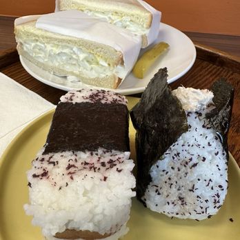 Cafe Koyomi - Tamago Egg Salad sandwich. So good. Also pictured is their Spam Musubi. - Cafes Near Me - Santa Ana, California
