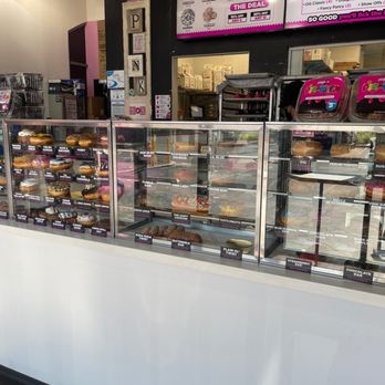 Pinkbox Doughnuts - Hard to see but there are some crazy cool doughnuts behind that glass - Donuts Near Me - Henderson, Nevada Pinkbox Doughnuts - Hard to see but there are some crazy cool doughnuts behind that glass - Donuts Near Me - Henderson, Nevada