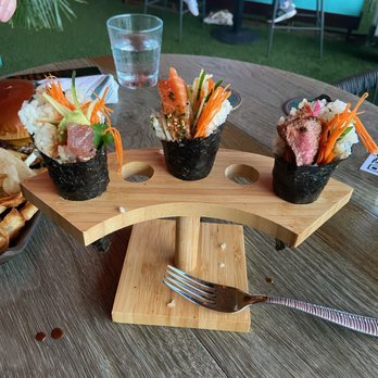 Zanzibar - Handrolls
Left - Spicy Tuna
Middle - Citrus Salmon
Right - BCR Wagyu - Tiki Bars Near Me - Austin, Texas Zanzibar - Handrolls
Left - Spicy Tuna
Middle - Citrus Salmon
Right - BCR Wagyu - Tiki Bars Near Me - Austin, Texas