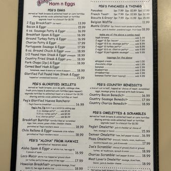 Peg's Glorified Ham N Eggs - Menu - Breakfast & Brunch Near Me - Carson City, Nevada Peg's Glorified Ham N Eggs - Menu - Breakfast & Brunch Near Me - Carson City, Nevada