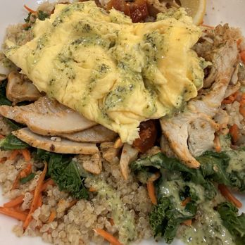 First Watch - Pesto Chicken Quinoa Bowl (added eggs as an extra item) - Breakfast & Brunch Near Me - Houston, Texas