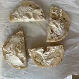 This is the bagel I received.. so much cream cheese ! ! This is the bagel I received.. so much cream cheese ! !