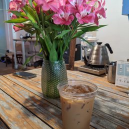 Iced vanilla oat latte