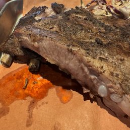 Ribs: grey, tough, oddly fatty, and completely without flavor. Ribs: grey, tough, oddly fatty, and completely without flavor.