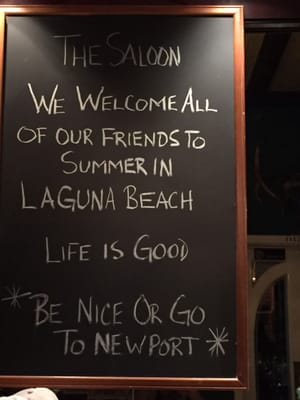 Menu photo 4 The Saloon Laguna Beach, CA