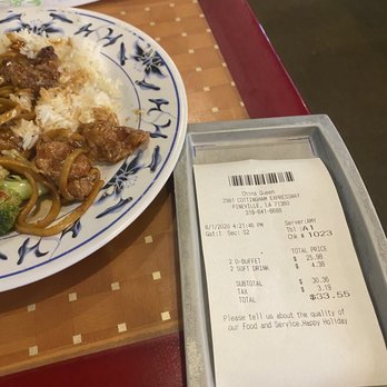 China Queen Buffet - a plate of food and a receipt - Chinese Near Me - Pineville, Louisiana China Queen Buffet - a plate of food and a receipt - Chinese Near Me - Pineville, Louisiana