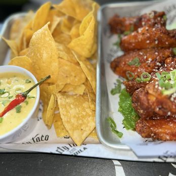 Dirty Taco and Tequila - Rockville Centre - Chip with queso and wings - Tacos Near Me - Rockville Centre, New York