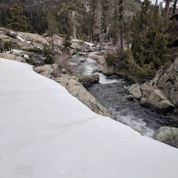Fern Falls trail which was almost entirely covered by snow in late April Fern Falls trail which was almost entirely covered by snow in late April