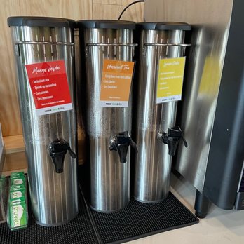 Clean Eatz - three stainless steel coffee dispensers on a counter - Juice Bars & Smoothies Near Me - Columbus, Ohio