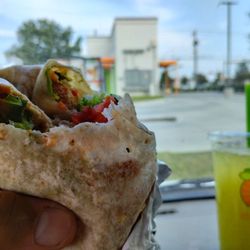Salad and Go - Buffalo chicken wrap with cucumber mint lemonade