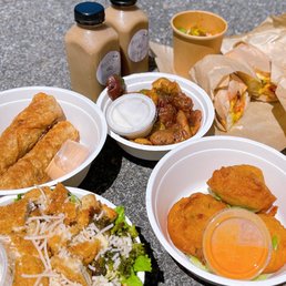 Caesar, SteakCheese Egg Rolls, Smashed Potatoes, Potato Salad, PiANTA's Coffee Milk, Summer Corn Fritters,Loaded Italian