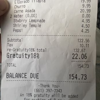 La Cabana Restaurant - Receipt - Mexican Near Me - Bakersfield, California La Cabana Restaurant - Receipt - Mexican Near Me - Bakersfield, California