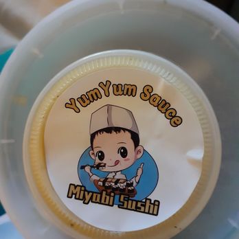Miyabi Sushi - Cute sticker on the yum yum sauce - Sushi Bars Near Me - Richmond, Virginia Miyabi Sushi - Cute sticker on the yum yum sauce - Sushi Bars Near Me - Richmond, Virginia